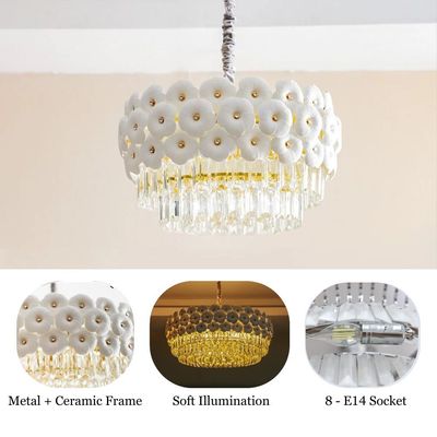Ibtisam Crystal Chandlier- White - 500xH280 