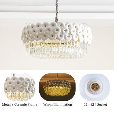 Ibtisam Crystal Chandelier - 600xH280 - White 