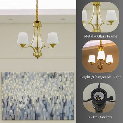 Jennifer Glass Chandelier - Brass - D430xH390 