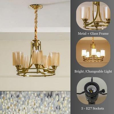 Jennifer Glass Chandelier - Brass - D520xH400 