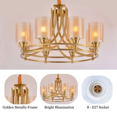 Jennifer Glass Chandelier - Brass - D680xH400 