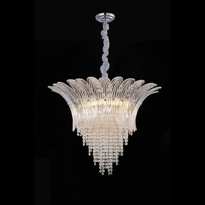Florio Chandelier Clear/Silver Metal+Glass+Crystal - E14x11/W60xH53 cm 