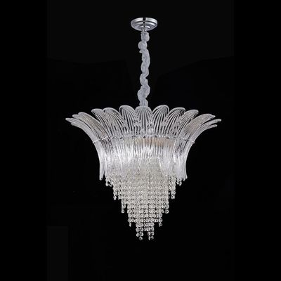 Florio Chandelier Clear/Silver Metal+Glass+Crystal - E14x11/W60xH53 cm 
