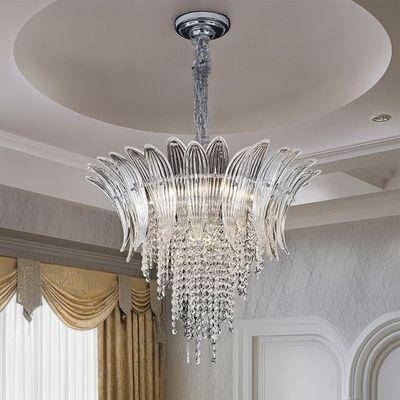 Florio Chandelier Clear/Silver Metal+Glass+Crystal - E14x11/W60xH53 cm 