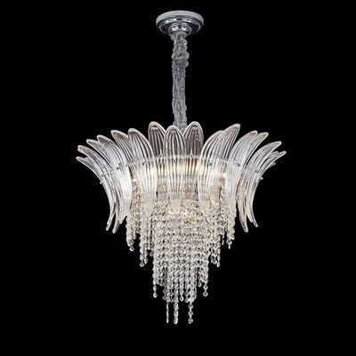 Florio Chandelier Clear/Silver Metal+Glass+Crystal - E14x11/W60xH53 cm 