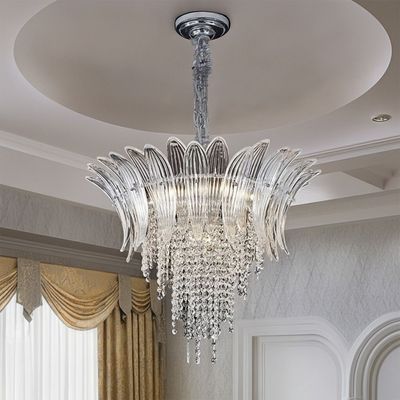 Florio Chandelier Clear/Silver Metal+Glass+Crystal - E14x11/W60xH53 cm 