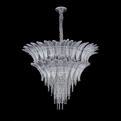 Florio Chandelier -Jumbo Metal+Glass+Crystal -  Clear/Silver - E14x33/ W100xH75 cm 