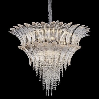 Florio Chandelier -Jumbo Metal+Glass+Crystal -  Clear/Silver - E14x33/ W100xH75 cm 