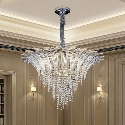 Florio Chandelier -Jumbo Metal+Glass+Crystal -  Clear/Silver - E14x33/ W100xH75 cm 