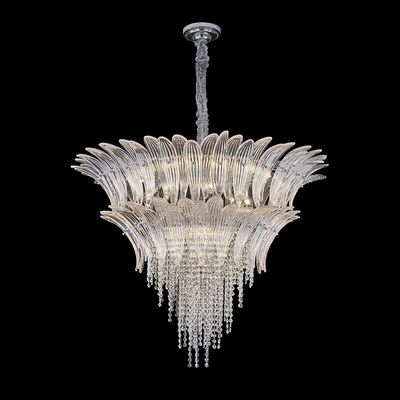 Florio Chandelier -Jumbo Metal+Glass+Crystal -  Clear/Silver - E14x33/ W100xH75 cm 