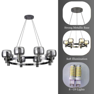 Modena Chandelier - Clear/Black Glass E14*8/ D80*H120 cm 
