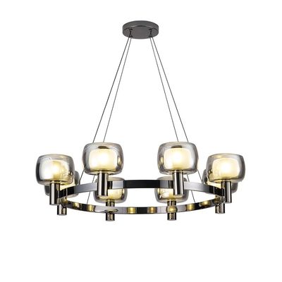 Modena Chandelier - Clear/Black Glass E14*8/ D80*H120 cm 