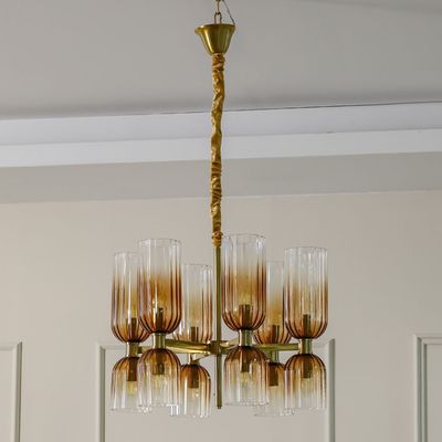 Turin Chandelier - Ombre/Gold Glass - E14x12 D60xH40+W50cm 