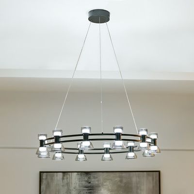Porto LED Chandelier-Black-Glass -D83*H23 cm