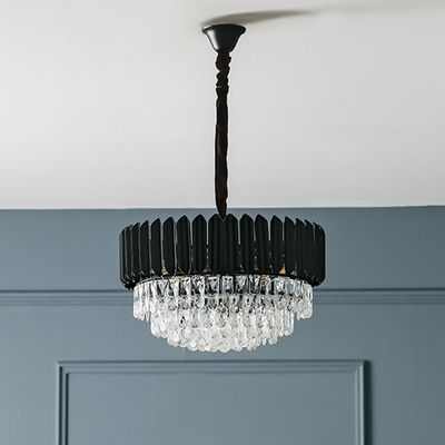 Lille Chandelier - Clear/Black - Crystal+Metal E14x9/ D50xW50 cm 