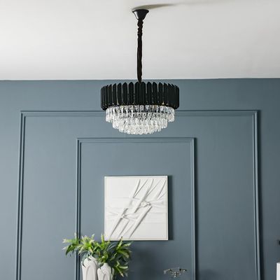 Lille Chandelier - Crystal + Metal - Clear/Black - E14X11 / D 60 X W 60 Cm - With 2-Year Warranty