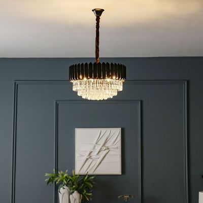 Lille Chandelier - Crystal + Metal - Clear/Black - E14X11 / D 60 X W 60 Cm - With 2-Year Warranty