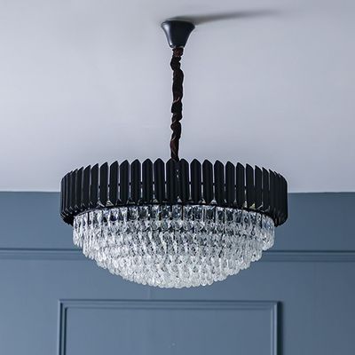 Lille Chandelier - Clear/Black - Crystal+Metal E14x15/ D75xW75 cm 