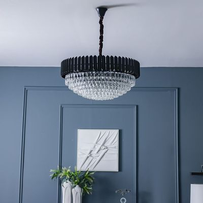 Lille Chandelier - Clear/Black - Crystal+Metal E14x15/ D75xW75 cm 