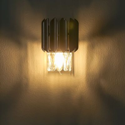 Lille Wall Sconce - Crystal+Metal - Clear/Black - E14x2/ L14xH30 cm - With 2-Year Warranty