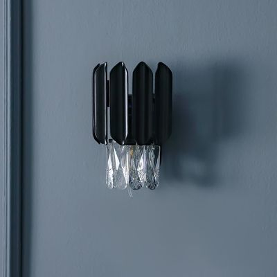 Lille Wall Sconce - Crystal+Metal - Clear/Black - E14x2/ L14xH30 cm - With 2-Year Warranty