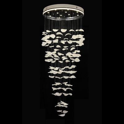 ثريا درج LED سيشيل - ستانلس ستيل + سيليكون + زجاج أبيض/فضي - 136 واط - قطر 100 × عرض 100 × ارتفاع 250 سم