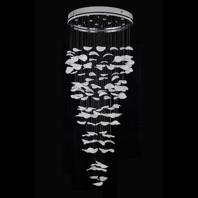 Seychelles LED Staircase Chandelier - Stainless Steel+Silicon+Glass White/Silver - 136 W - D100xW100xH250 cm