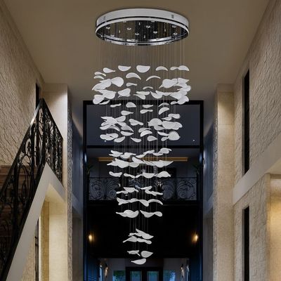 Seychelles LED Staircase Chandelier - Stainless Steel+Silicon+Glass White/Silver - 136 W - D100xW100xH250 cm
