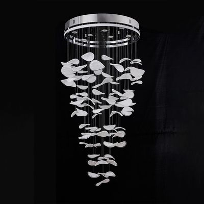 Seychelles LED Chandelier - Stainless Steel+Silicon+Glass - White/Silver - 102W D80xW80xH160 cm 
