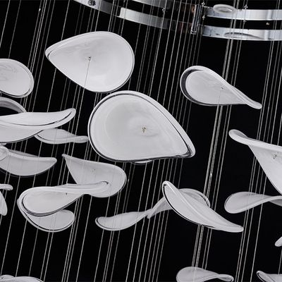 Seychelles LED Chandelier - Stainless Steel+Silicon+Glass - White/Silver - 102W D80xW80xH160 cm 