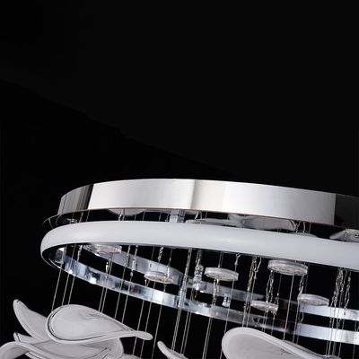 ثريا سيشيل LED - ستانلس ستيل + سيليكون + زجاج - أبيض/فضي - ٥٠ واط، قطر ٨٠ سم × عرض ٨٠ سم × ارتفاع ٤٥ سم