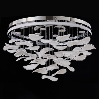 ثريا سيشيل LED - ستانلس ستيل + سيليكون + زجاج - أبيض/فضي - ٥٠ واط، قطر ٨٠ سم × عرض ٨٠ سم × ارتفاع ٤٥ سم