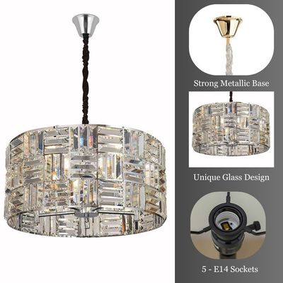 Nicely Chandelier - Silver - Glass E14x6/ D53xW53xH26 cm 