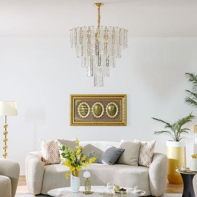 Madrid Chandelier White/Gold Crystal+Glass E14*15-220V D80*W80*H55cm 8020-800