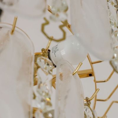 Madrid Chandelier White/Gold Crystal+Glass E14*15-220V D80*W80*H55cm 8020-800