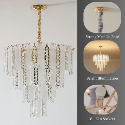 Madrid Chandelier White/Gold Crystal+Glass E14*15-220V D80*W80*H55cm 8020-800
