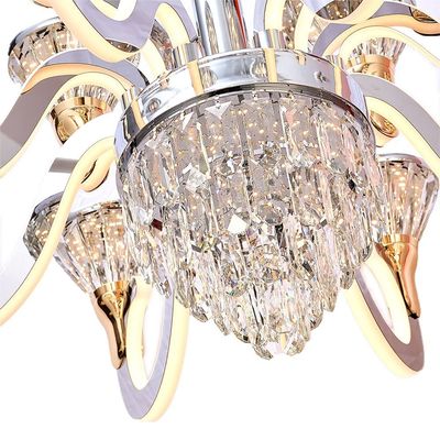 Casablanca 2Tier 12-LED Modern Crystal Chandelier With Remote 3 Color Dimmable Light 80cm-Chrome
