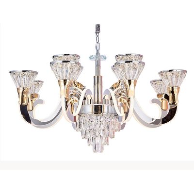 Casablanca 2Tier 12-LED Modern Crystal Chandelier With Remote 3 Color Dimmable Light 80cm-Chrome