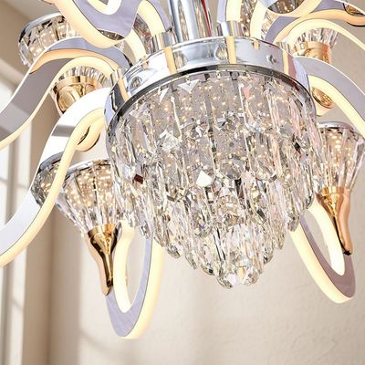 Casablanca 2Tier 12-LED Modern Crystal Chandelier With Remote 3 Color Dimmable Light 80cm-Chrome