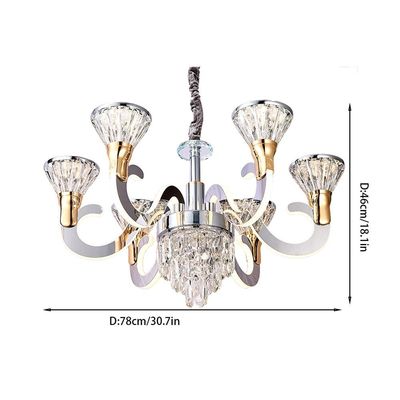Casablanca  6-LED Lights Modern Crystal Chandelier With Remote 3 Color Dimmable Light 80cm-Chrome Casablanca  6-LED Lights Modern Crystal Chandelier With Remote 3 Color Dimmable Light 80cm-Chrome