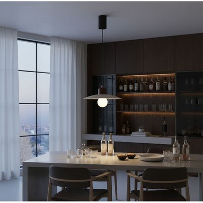 Elara Travertine Pendant Lamp 2m Adjustable length- White Brown