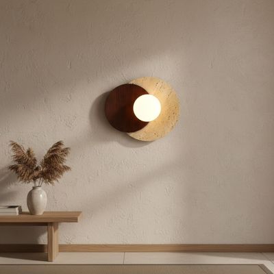 Lyra Travertine Wall Lamp - White Brown