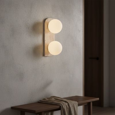 Liora Travertine Wall Lamp 2m Adjustable length- White Brown