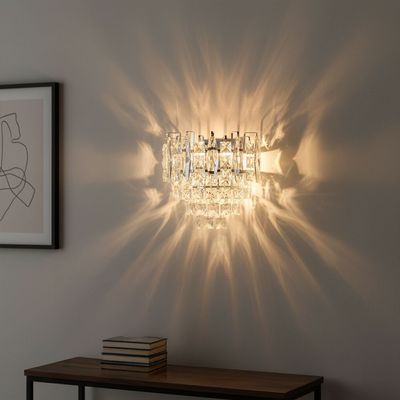Amira Crystal Wall Lamp-Chrome