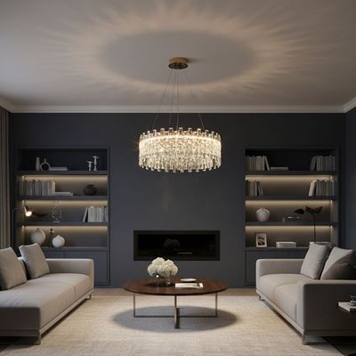 Reema LED Crystal Chandelier With 3 Color Dimmable Light 60cm-Chrome