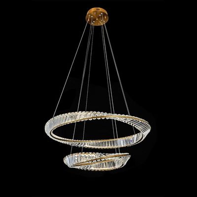 Zamara Modern Crystal Chandelier With 3 Color Dimmable Light 60+40 Cm -Gold