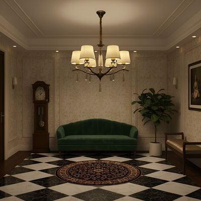 Bushra Classic 5 Light Chandeleir -Copper gold