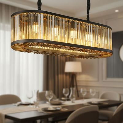 Rivoli 12 Lights Crystal Chandelier 100cm-Amber Black