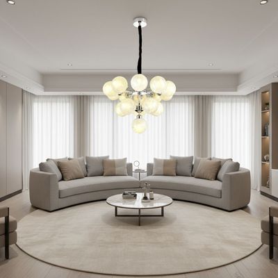 Sienna 16 Light Modern Glass Chandelier 60cm- White Silver