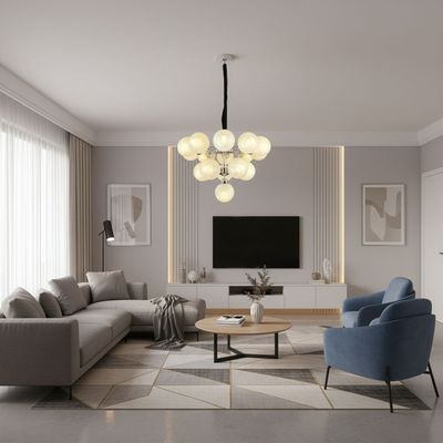 Sienna 16 Light Modern Glass Chandelier 60cm- White Silver